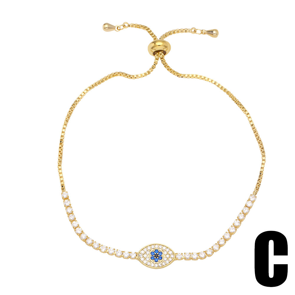 Ojos del diablo al por mayor Ojos azules Pulsera de cobre chapada en oro